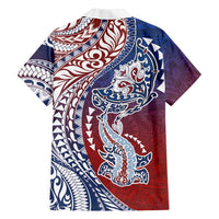 Hawaiian Manta Ray and Hammerhead Shark Tribal Tattoo Family Matching Mermaid Dress and Hawaiian Shirt with Polynesian Tribal Pattern Hawaii Flag Color LT03 - Polynesian Pride