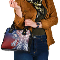 Hawaiian Manta Ray and Hammerhead Shark Tribal Tattoo Shoulder Handbag with Polynesian Tribal Pattern Hawaii Flag Color