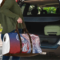 Hawaiian Manta Ray and Hammerhead Shark Tribal Tattoo Travel Bag with Polynesian Tribal Pattern Hawaii Flag Color