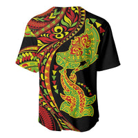Hawaiian Manta Ray and Hammerhead Shark Tribal Tattoo Baseball Jersey with Polynesian Tribal Pattern Kanaka Maoli Flag Color