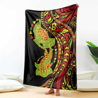 Hawaiian Manta Ray and Hammerhead Shark Tribal Tattoo Blanket with Polynesian Tribal Pattern Kanaka Maoli Flag Color