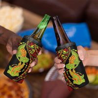 Hawaiian Manta Ray and Hammerhead Shark Tribal Tattoo 4 in 1 Can Cooler Tumbler with Polynesian Tribal Pattern Kanaka Maoli Flag Color