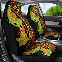 Hawaiian Manta Ray and Hammerhead Shark Tribal Tattoo Car Seat Cover with Polynesian Tribal Pattern Kanaka Maoli Flag Color
