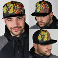 Hawaiian Manta Ray and Hammerhead Shark Tribal Tattoo Mesh Trucker Cap with Polynesian Tribal Pattern Kanaka Maoli Flag Color