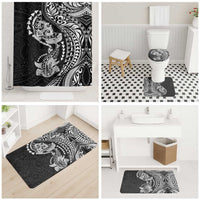 Hawaiian Manta Ray and Hammerhead Shark Tribal Tattoo Bathroom Set with Polynesian Tribal Pattern Black-White Color LT03 - Polynesian Pride