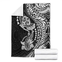Hawaiian Manta Ray and Hammerhead Shark Tribal Tattoo Blanket with Polynesian Tribal Pattern Black-White Color LT03 - Polynesian Pride