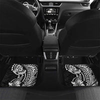 Hawaiian Manta Ray and Hammerhead Shark Tribal Tattoo Car Mats with Polynesian Tribal Pattern Black-White Color