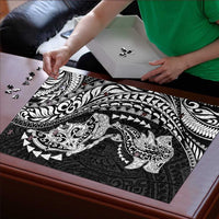 Hawaiian Manta Ray and Hammerhead Shark Tribal Tattoo Puzzle with Polynesian Tribal Pattern Black-White Color LT03 - Polynesian Pride