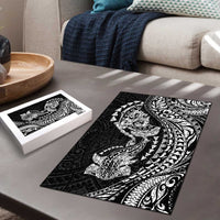 Hawaiian Manta Ray and Hammerhead Shark Tribal Tattoo Puzzle with Polynesian Tribal Pattern Black-White Color LT03 - Polynesian Pride