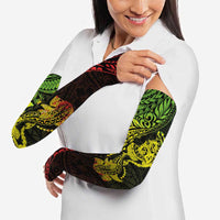 Hawaiian Manta Ray and Hammerhead Shark Tribal Tattoo Arm Sleeves with Polynesian Tribal Pattern Reggae Style