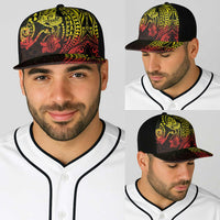 Hawaiian Manta Ray and Hammerhead Shark Tribal Tattoo Baseball Net Cap with Polynesian Tribal Pattern Reggae Style