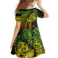 Hawaiian Manta Ray and Hammerhead Shark Tribal Tattoo Family Matching Mermaid Dress and Hawaiian Shirt with Polynesian Tribal Pattern Reggae Style