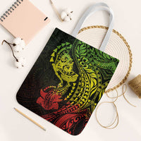 Hawaiian Manta Ray and Hammerhead Shark Tribal Tattoo Tote Bag with Polynesian Tribal Pattern Reggae Style
