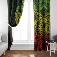 Hawaiian Manta Ray and Hammerhead Shark Tribal Tattoo Window Curtain with Polynesian Tribal Pattern Reggae Style