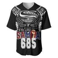 Super Samoa-Six Eight Five to The World Baseball Jersey Traditional Samoan Tattoo Black Color