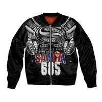 Super Samoa-Six Eight Five to The World Bomber Jacket Traditional Samoan Tattoo Black Color LT03 Unisex Black - Polynesian Pride
