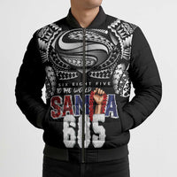 Super Samoa-Six Eight Five to The World Bomber Puffer Jacket Traditional Samoan Tattoo Black Color