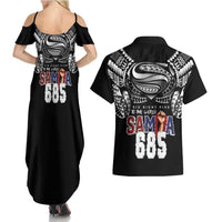 Super Samoa-Six Eight Five to The World Couples Matching Summer Maxi Dress and Hawaiian Shirt Traditional Samoan Tattoo Black Color