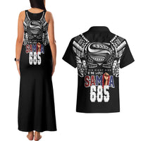 Super Samoa-Six Eight Five to The World Couples Matching Tank Maxi Dress and Hawaiian Shirt Traditional Samoan Tattoo Black Color LT03 - Polynesian Pride