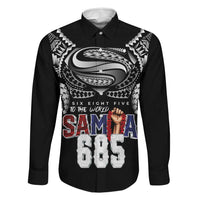 Super Samoa-Six Eight Five to The World Family Matching Mermaid Dress and Hawaiian Shirt Traditional Samoan Tattoo Black Color LT03 Dad's Shirt - Long Sleeve Black - Polynesian Pride