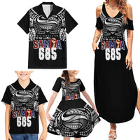 Super Samoa-Six Eight Five to The World Family Matching Summer Maxi Dress and Hawaiian Shirt Traditional Samoan Tattoo Black Color