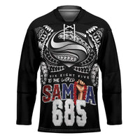 Super Samoa-Six Eight Five to The World Hockey Jersey Traditional Samoan Tattoo Black Color LT03 Unisex Black - Polynesian Pride