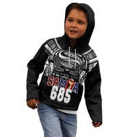 Super Samoa-Six Eight Five to The World Kid Hoodie Traditional Samoan Tattoo Black Color