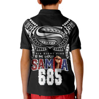 Super Samoa-Six Eight Five to The World Kid Polo Shirt Traditional Samoan Tattoo Black Color LT03 - Polynesian Pride