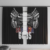 Super Samoa-Six Eight Five to The World Window Curtain Traditional Samoan Tattoo Black Color