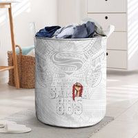 Super Samoa-Six Eight Five to The World Laundry Basket Traditional Samoan Tattoo All White LT03 White - Polynesian Pride