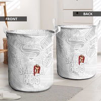 Super Samoa-Six Eight Five to The World Laundry Basket Traditional Samoan Tattoo All White LT03 - Polynesian Pride