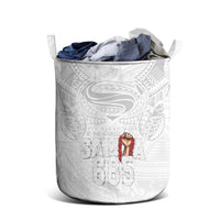 Super Samoa-Six Eight Five to The World Laundry Basket Traditional Samoan Tattoo All White LT03 - Polynesian Pride