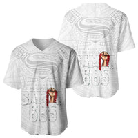 Super Samoa-Six Eight Five to The World Baseball Jersey Traditional Samoan Tattoo All White LT03 - Polynesian Pride