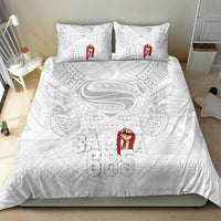 Super Samoa-Six Eight Five to The World Bedding Set Traditional Samoan Tattoo All White