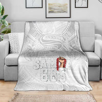 Super Samoa-Six Eight Five to The World Blanket Traditional Samoan Tattoo All White LT03 - Polynesian Pride