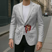 Super Samoa-Six Eight Five to The World Blazer Traditional Samoan Tattoo All White