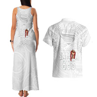 Super Samoa-Six Eight Five to The World Couples Matching Tank Maxi Dress and Hawaiian Shirt Traditional Samoan Tattoo All White