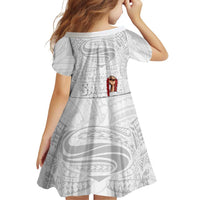 Super Samoa-Six Eight Five to The World Family Matching Off The Shoulder Long Sleeve Dress and Hawaiian Shirt Traditional Samoan Tattoo All White LT03 - Polynesian Pride