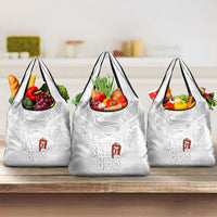 Super Samoa-Six Eight Five to The World Grocery Bag Traditional Samoan Tattoo All White