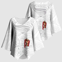 Super Samoa-Six Eight Five to The World Kimono Sleeve Blouse Traditional Samoan Tattoo All White