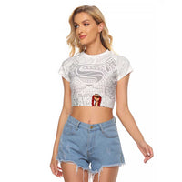 Super Samoa-Six Eight Five to The World Raglan Cropped T Shirt Traditional Samoan Tattoo All White