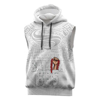 Super Samoa-Six Eight Five to The World Sleeveless Hoodie Traditional Samoan Tattoo All White LT03 White - Polynesian Pride