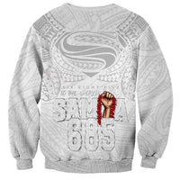 Super Samoa-Six Eight Five to The World Sweatshirt Traditional Samoan Tattoo All White LT03 - Polynesian Pride