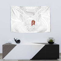 Super Samoa-Six Eight Five to The World Tapestry Traditional Samoan Tattoo All White