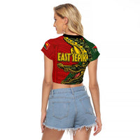 Sepik River Crocodile & Arts Festival Melanesian Pattern Raglan Cropped T Shirt LT03 - Polynesian Pride