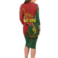 Sepik River Crocodile & Arts Festival Long Sleeve Bodycon Dress Bird-of-paradise Melanesian Tattoo