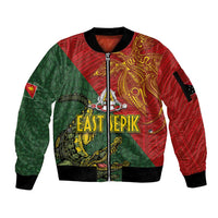 Sepik River Crocodile & Arts Festival Sleeve Zip Bomber Jacket Bird-of-paradise Melanesian Tattoo