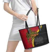 Papua New Guinea Independence Day Leather Tote Bag Bird-of-paradise Melanesian Tattoo