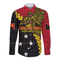 Papua New Guinea Independence Day Long Sleeve Button Shirt Bird-of-paradise Melanesian Tattoo