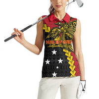 Papua New Guinea Independence Day Women Sleeveless Polo Shirt Bird-of-paradise Melanesian Tattoo